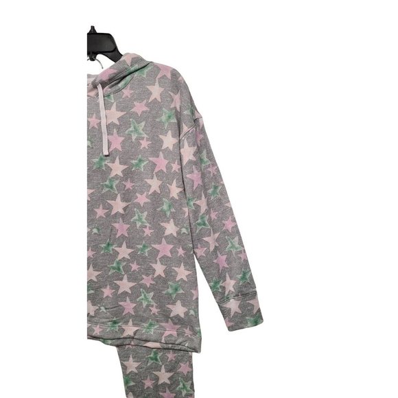 Roudelain Womens Large Star Print Hoodie & Jogger Pajama Set Loungewear - Picture 6 of 8